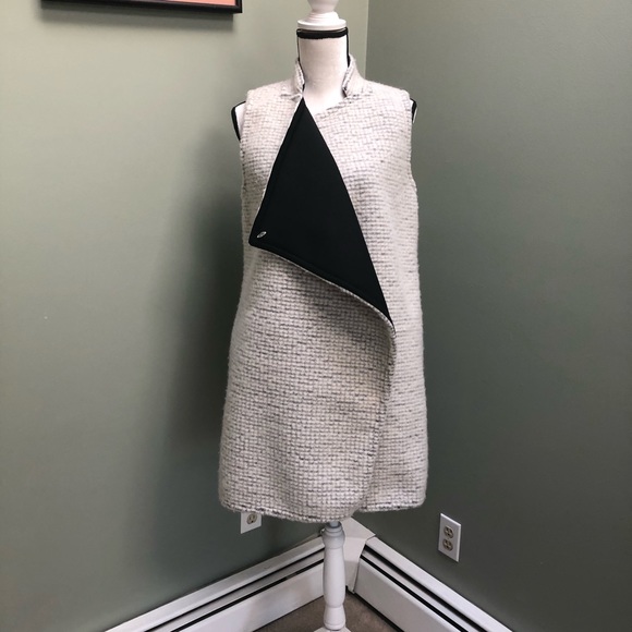 Italian ES'GIVIEN Cream Black Drape Coat Vest - Picture 7 of 7